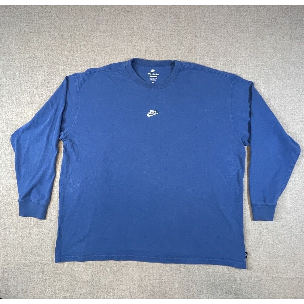 Nike Shirt Mens XXL Blue Long Sleeve Loose Fit Crew Neck Max 90 Logo Tee *Flaws*